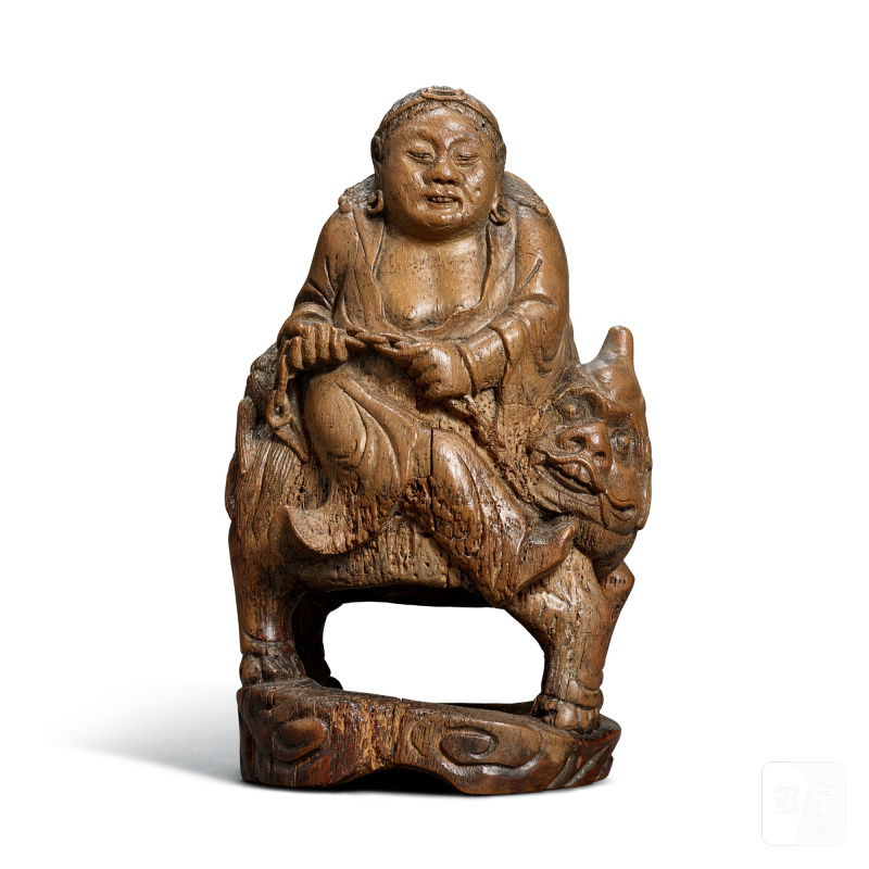 A bamboo-root carved 'immortal and xiezhi' group, Late Ming - early Qing dynasty | 明末清初 竹根雕仙人獬豸擺件 - 图1